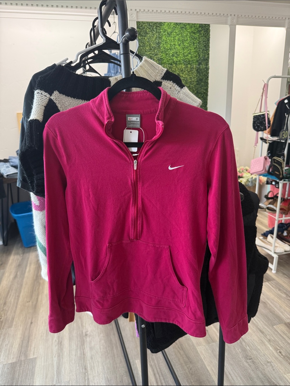 Nike Women's Magenta Quarter-Zip Pullover Sweatshirt